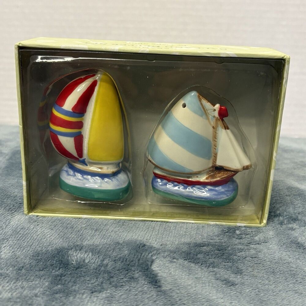 Nautical Cape Shore Sailboat Salt and Pepper Shakers NIB